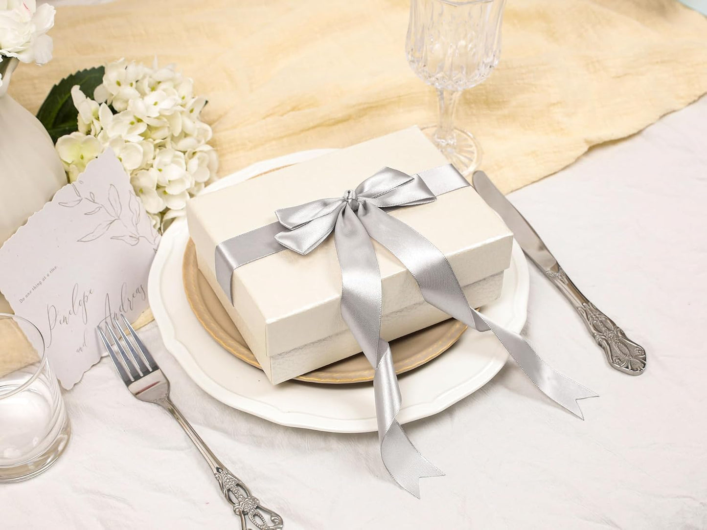 Silver Satin Ribbon 1 inch X Continuous 100 Yards, Single Face Polyester Ribbon Perfect for Gift Wrapping, Flower Bouquet, Wedding Decor, Crafts, Bow Making, Sewing and More