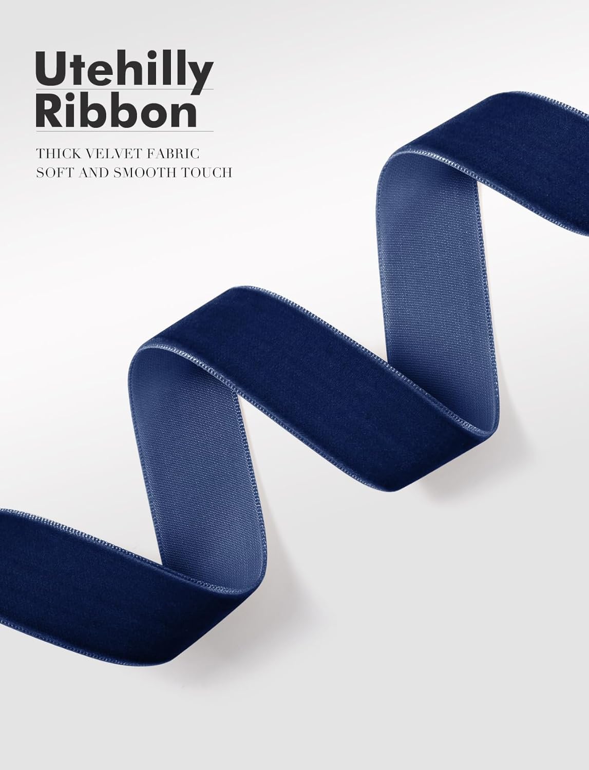 Navy Blue Christmas Velvet Ribbon for Tree, Gift Wrapping, Flower Bouquet, Wreath Decorations, Bow Making 5/8'', 25 Yards