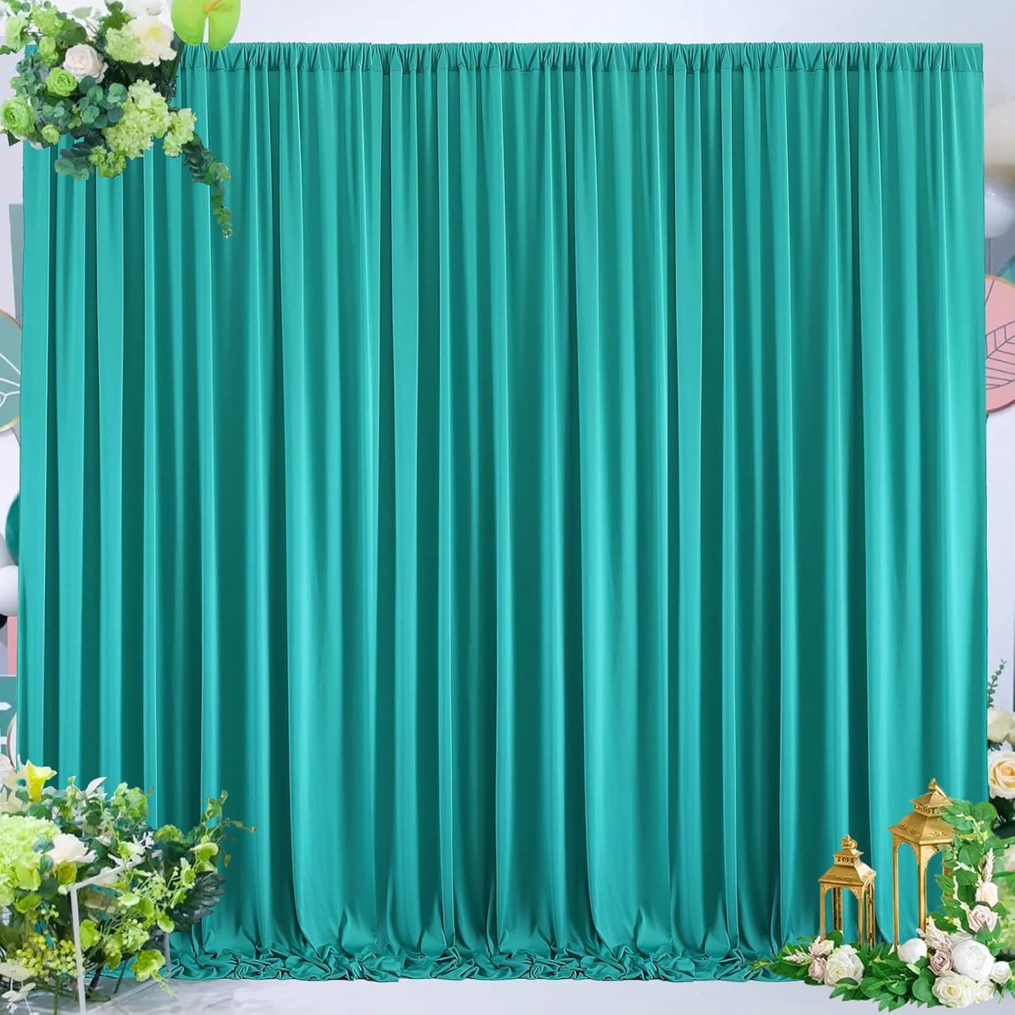 10 ft x 10 ft Wrinkle Free Turquoise Backdrop Curtain for Parties, Thick Polyester Teal Photo Backdrop Drapes,2 Panels 5ft x 10ft for Baby Shower Wedding Engagement Birthday Mermaid Party