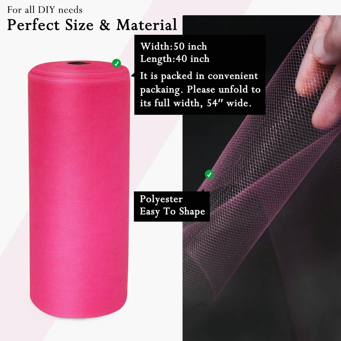 Fuchsia Tulle Fabric Rolls 54 Inch by 40 Yards Tulle Bolt Spool for Wedding Decorations DIY Tutu Baby Shower Table Skirt Ceiling Decor Birthday Party Craft Supplies