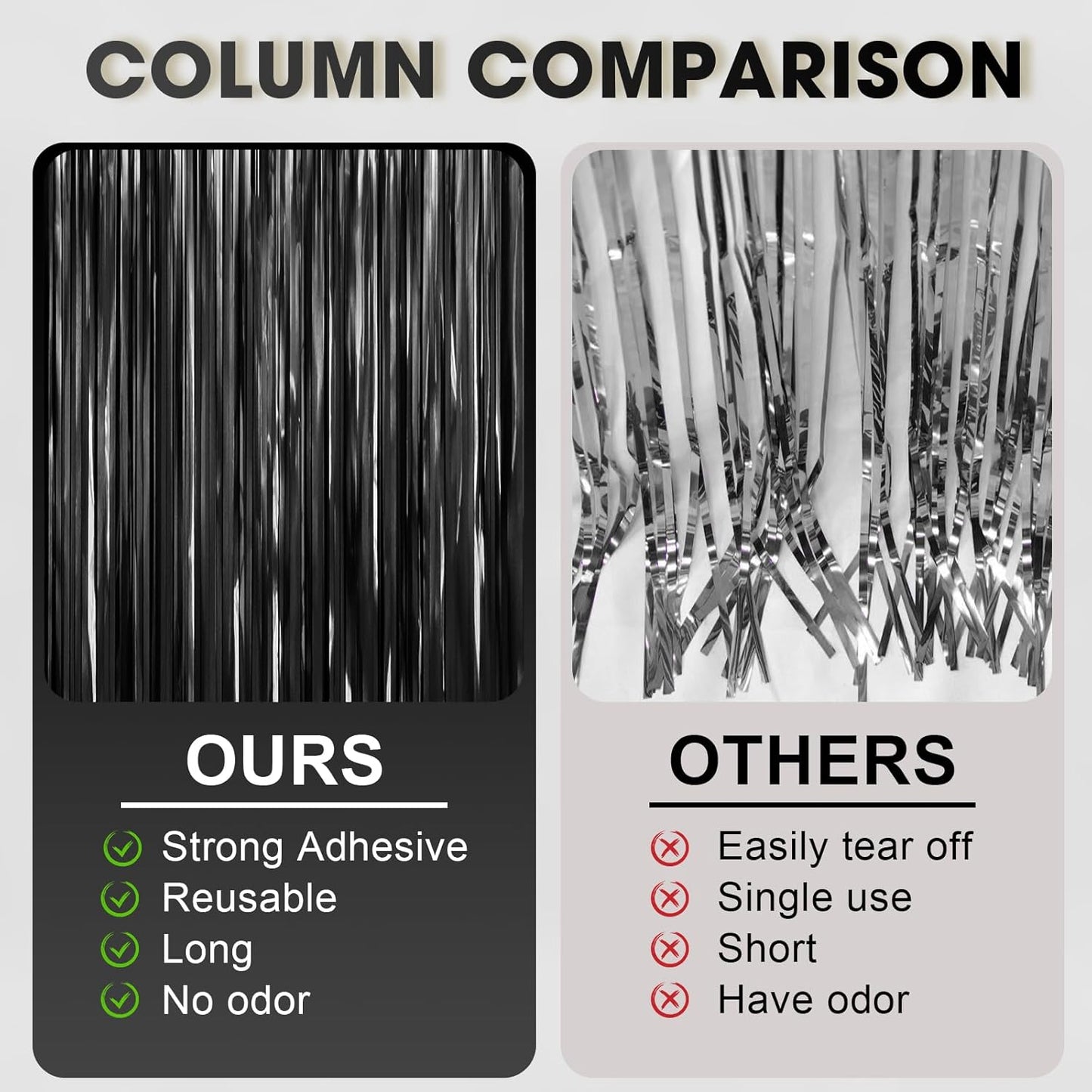 3 Pack 3.3 x 6.6 ft Black Foil Fringe Backdrop Curtains, Tinsel Streamers Party Decorations, Fringe Backdrop for Birthday, Baby Shower, Gender Reveal, Graduation