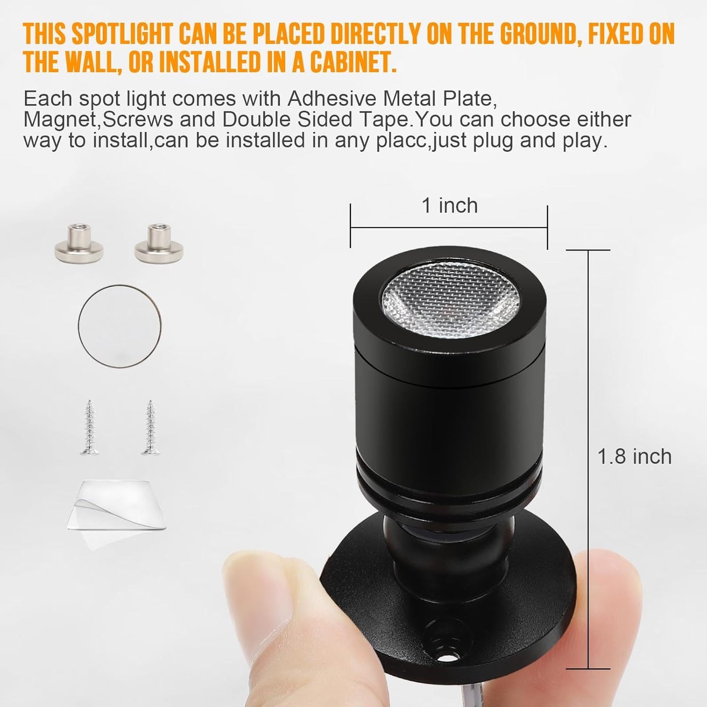 Taysing LED Spot Light Indoor Little Mini Spotlight Accent Lights for Display, Paintings, Pictures, Plants, Jewelry, Shelves, Cabinets, Posters, Showcase(Soft White 4 Pack Dimming&Timing)