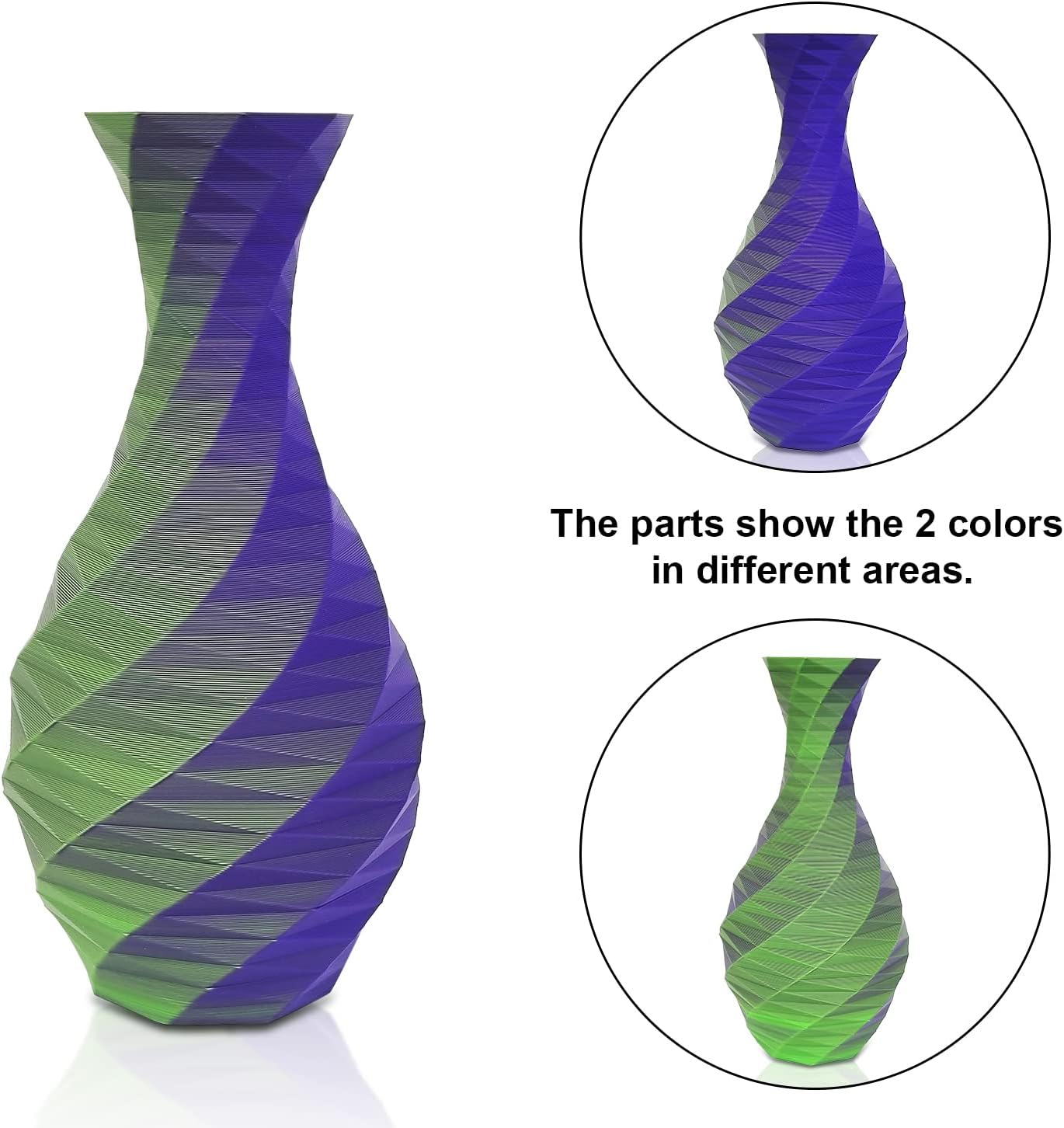 YOUSU Matte Dual Color PLA Filament Coextrusion Filament Multicolor 3D Printer Filament 1kg Compatible with Most of 3D Printer, Matte Lilac Green Color Change PLA.