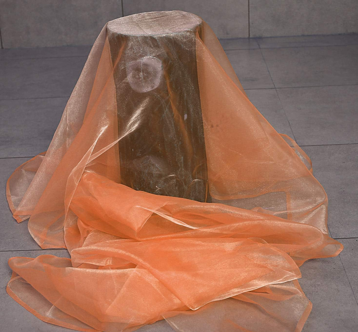 VDS Peach Organza Fabric, 60 Yards Continuous, 45” Wide, Wedding Party Decoration Iridescent Crystal Sheer Shiny Organza Tulle Bridal Dress DIY Crafts Costume Sewing Backdrop Arch Cloth