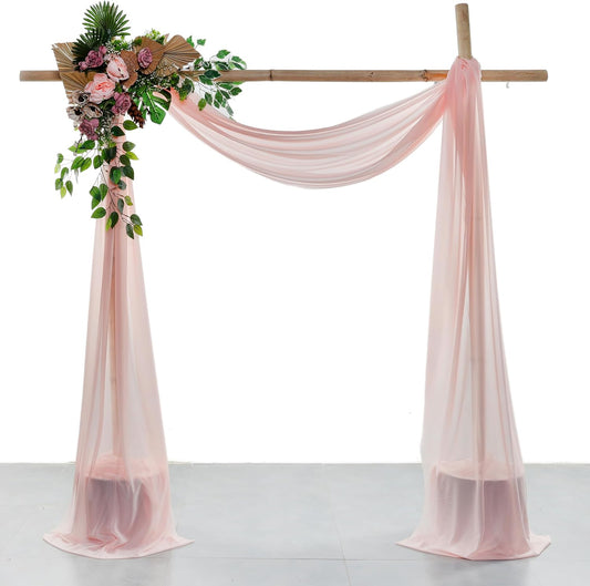 VDS Pack of 1 Panel (30 Inch X 50 Feet) Wedding Arch Draping Fabric Sheer Chiffon Fabric Drapery for Wedding Ceremony Reception Swag Backdrop Canopy Chuppah ARBO Altars Decoration (Dusty Rose)