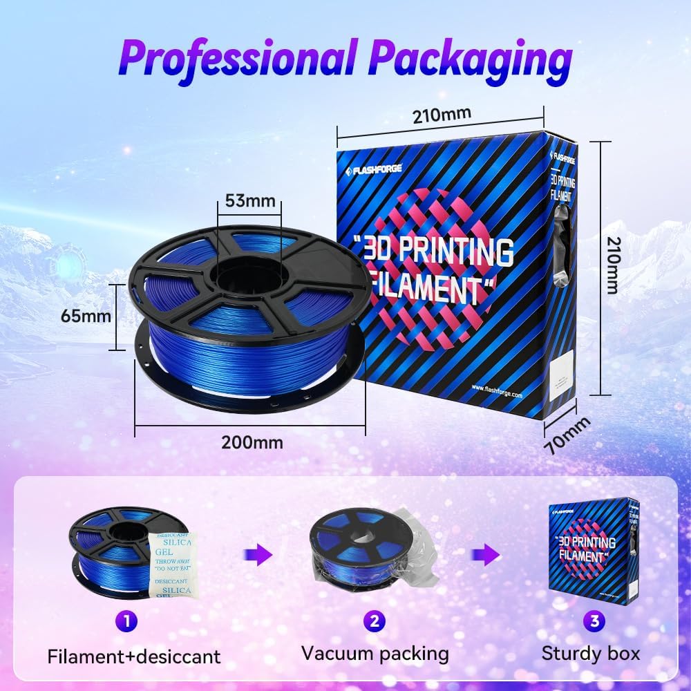 FLASHFORGE 3D Printer Filament Chameleon PLA Color Shift Filament 1.75mm, Changes Color with Light and Angles, 1KG Spool (2.2lbs), Dimensional Accuracy +/- 0.02mm for FDM 3D Printers (Skydiver)