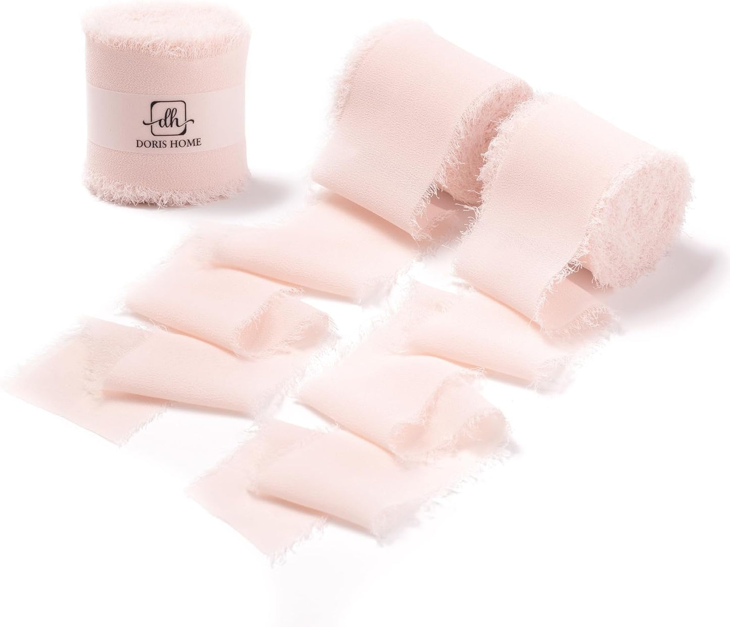 DORIS HOME Pink Chiffon Ribbon for Flower Bouquet, 2" x21Yd Fabric Ribbon for Gift Wrapping, Handmade Frayed Ribbon for Wedding, Chiffon Silk Ribbon for Christmas Decorations