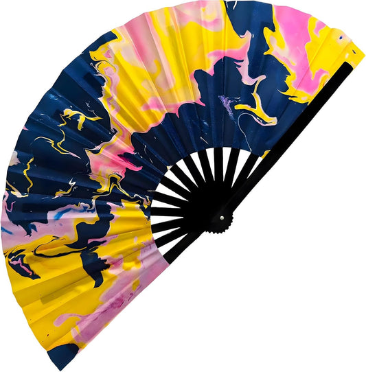 Large Folding Rave Fan Boots On The Ground Hand Fan Clacking Fans for Line Dancing Clack Fan for Raves, Concert, Festivals, Party, Gifts, Performance (Doodle)