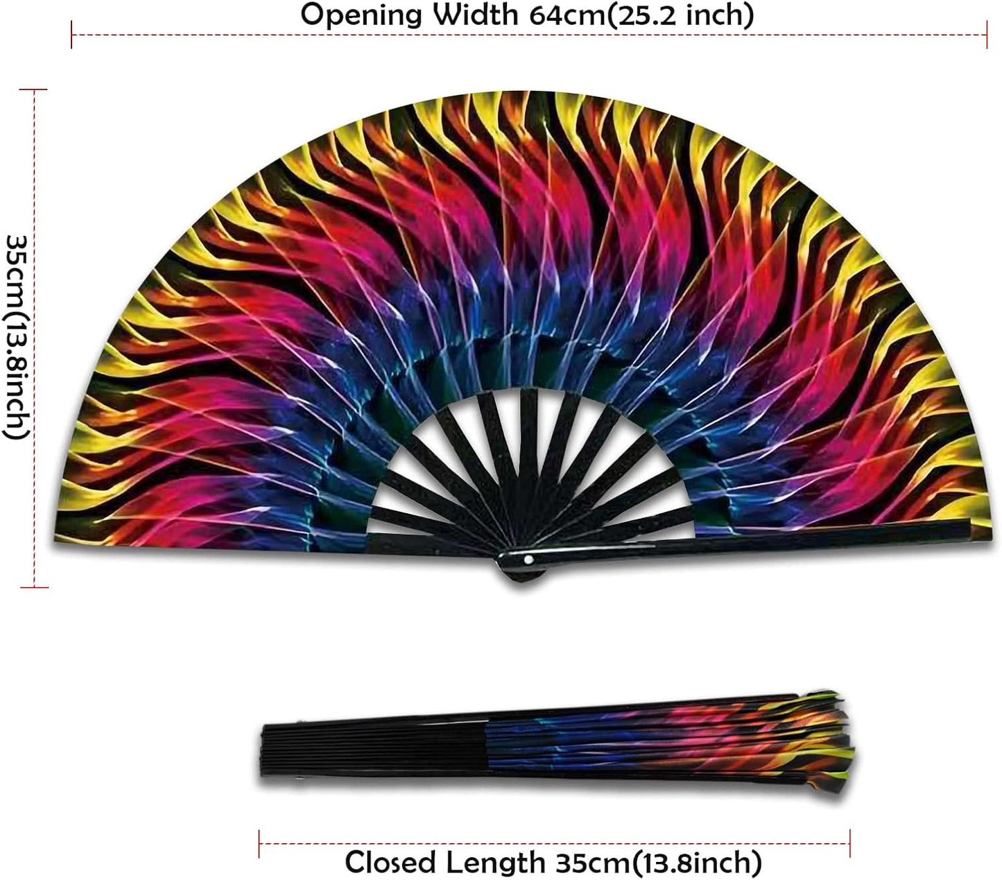 Boots on The Ground Fan, Large Folding Hand Fan for Women and Men, Popping Fans for Line Dancing for Raves, EDM, Dance Party, and Home Decoration