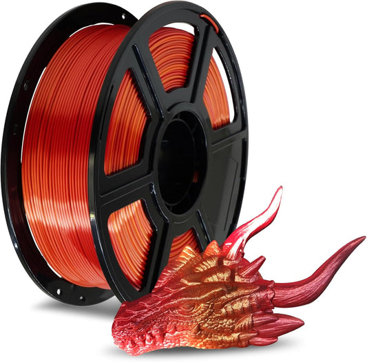 FLASHFORGE Silk PLA Filament 1.75mm Gold to Red Gradient, 3D Printer Filament 1kg (2.2lbs) Spool, Smooth and Silky Texture 3D Printing Filament, Dimensional Accuracy +/- 0.02mm