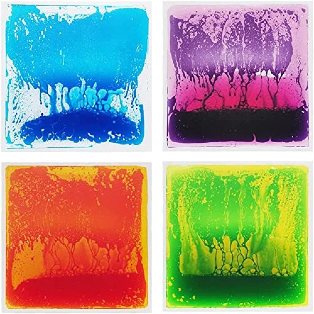 Art3d Liquid Sensory Floor Decorative Tiles,19.7"x19.7" Square, Colorful, 4 Tiles