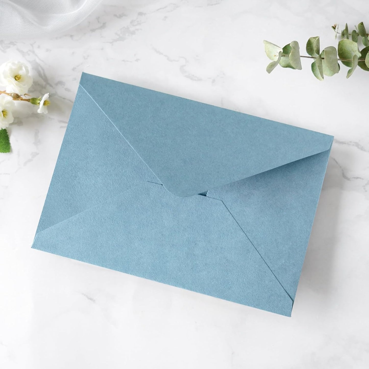 PONATIA 50 PCS A7 Envelopes, 5.25 x 7.48'' Matte Dusty Blue Envelope for 5x7'' Weddings Invitation Cards, Christmas Gift Cards, Acrylic Invitations, Photos and Any 5x7" Inserts