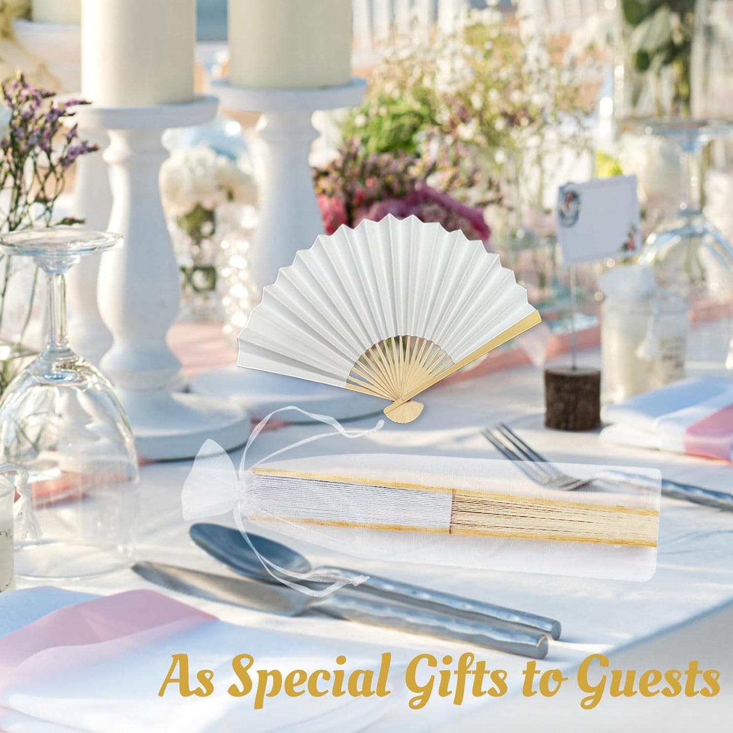 17 Pcs White Paper Fans Bulk, 10 Inch Double-Sided White Wedding Paper Fans, Elegant Folding Hand Fans for Weddings, Parties, Decorations