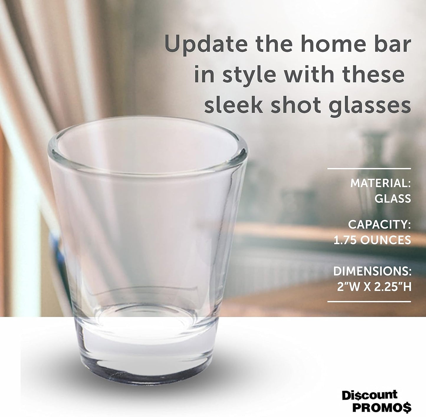 DISCOUNT PROMOS Shot Glasses Set 1.75 oz. Set of 10 Bulk Pack, Wedding Favor, Birthday Party, Tequila Shot Glasses, Vodka Shot Glass - Clear Bottom Color