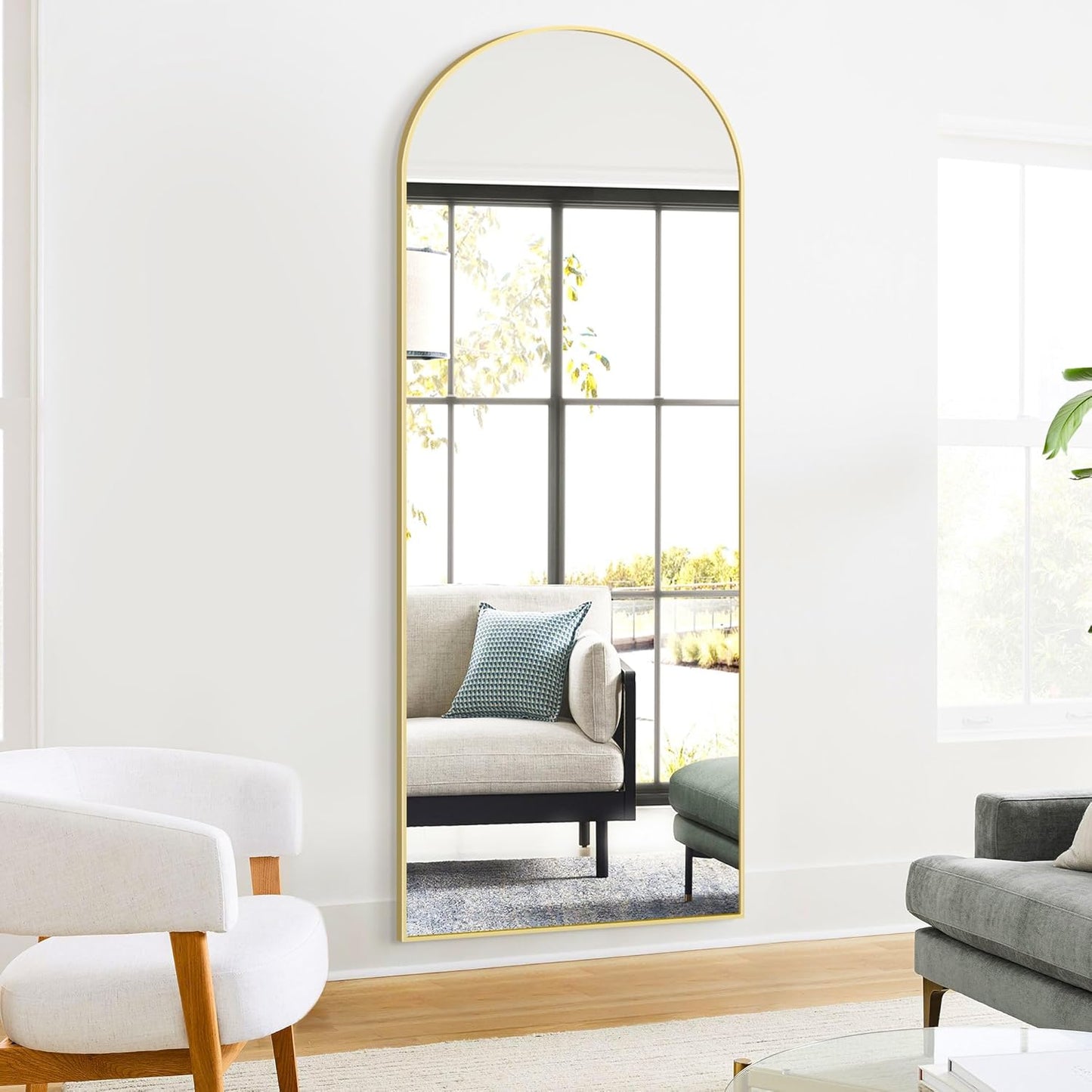 Full Length Arched Mirror, 70"x24" Standing Floor Full Body Mirror for Wall with Aluminum Alloy Frame for Bedroom, Living Room, Dressing Room(Gold)