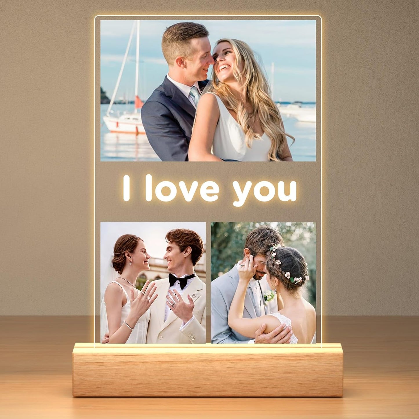 Personalized Anniversary Birthday Gifts for Women Men Her Him, Custom Picture Frames with Photo, Personalized Photo Frame with Night Light, Customized Gifts for Girlfriend Boyfriend Couples