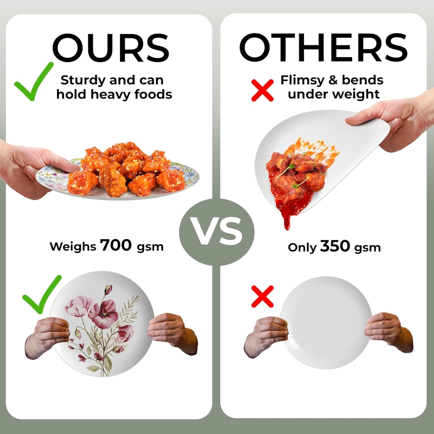 Trendables Heavy Duty Paper Plates Set For 16 Guests - 16 Each Of 8-inch And 10-inch Disposable Plates For Party - Fancy 32 Piece Dinnerware Set For All Occasions | Floral Design, Provincial