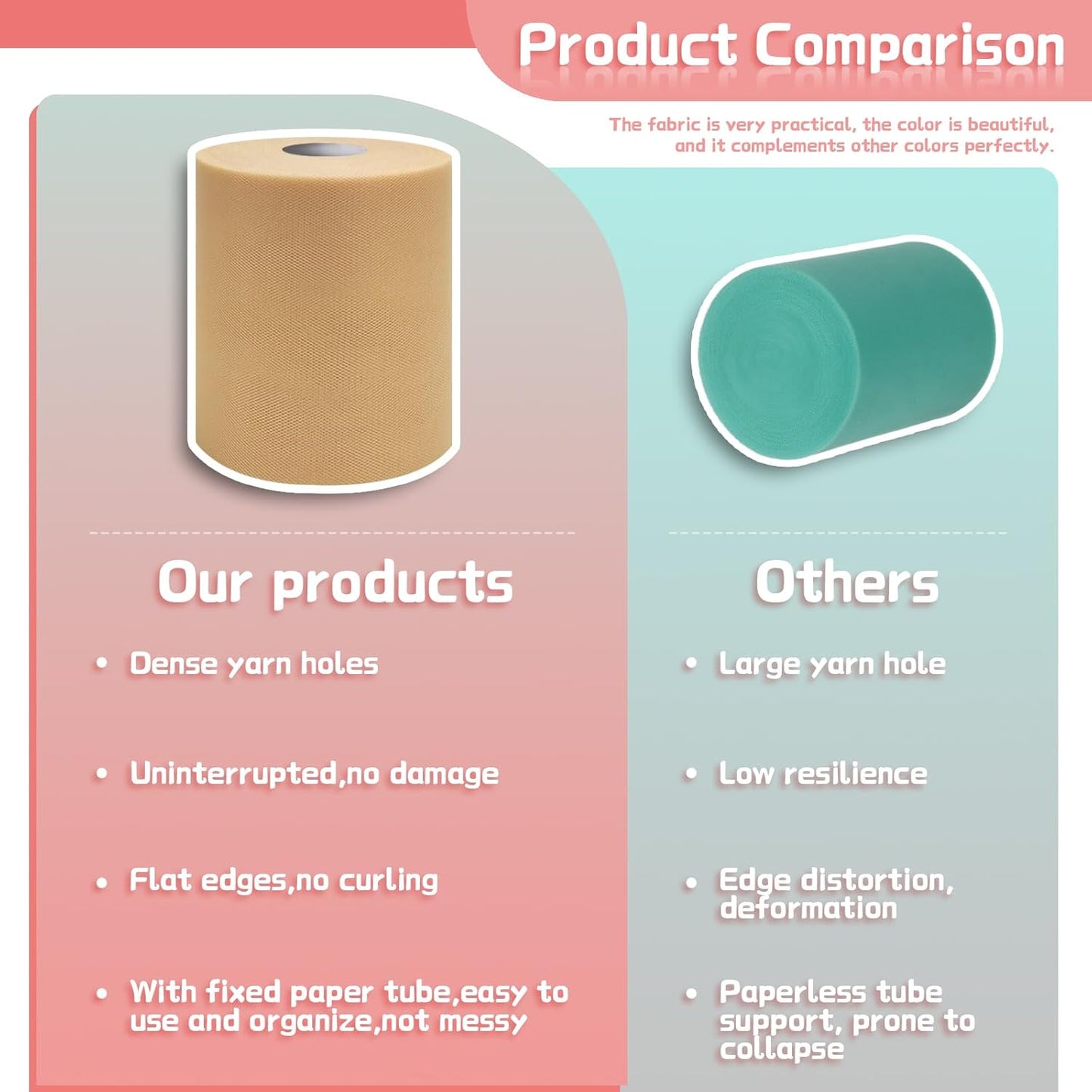 6" x 200 Yards Beige Tulle Fabric Rolls, Beige Spool Tulle Ribbon for DIY Tutu Skirt Wedding Decoration Baby Shower Birthday Party Backdrop Gift Wrapping Bow Craft Supplies