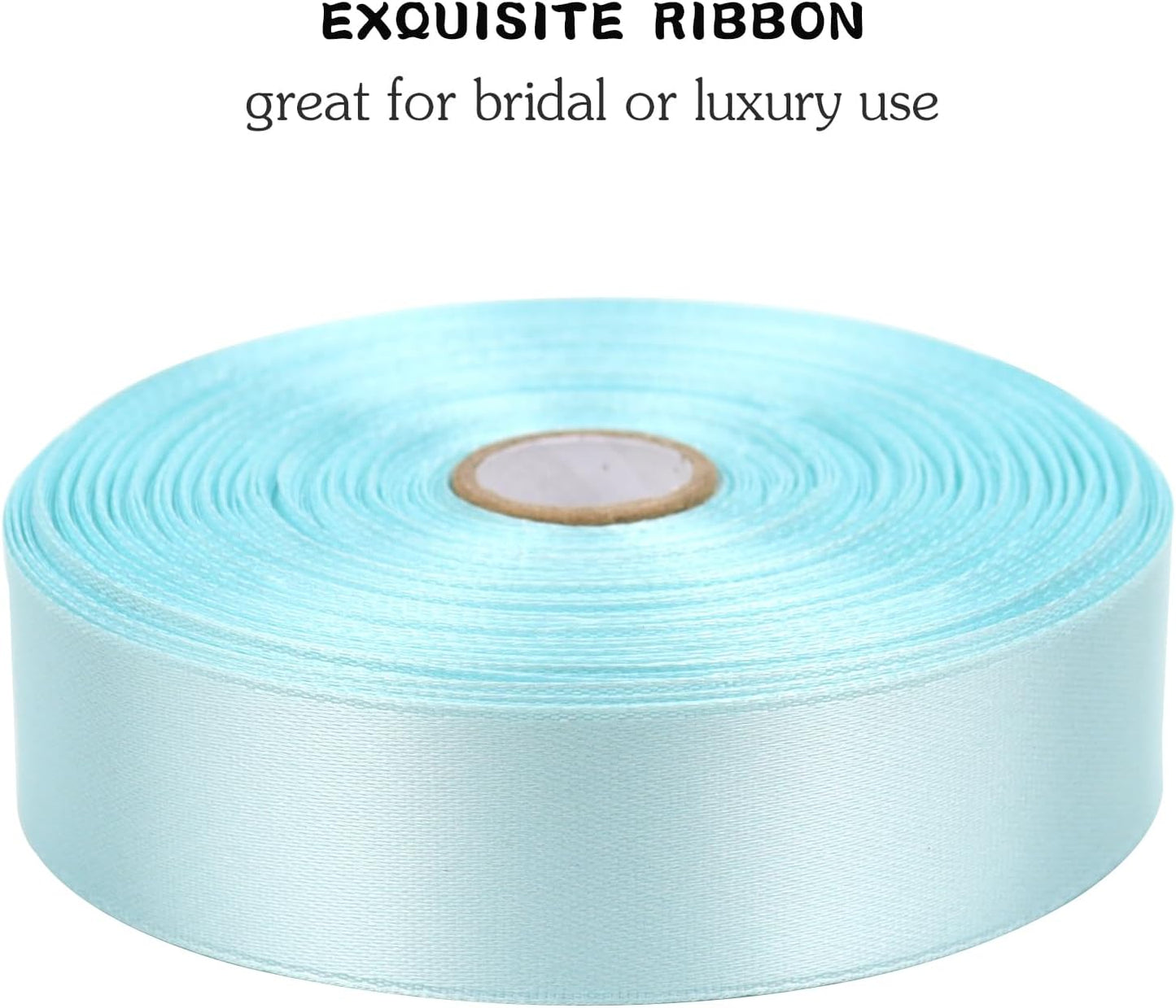 Light Blue Solid Satin Ribbon 1 Inch 50 Yards Solid Polyester Fabric Ribbon for Gift Wrapping Wedding Christmas Baby Shower Birthday Party Decoration Handmade Immortal Flower Craft