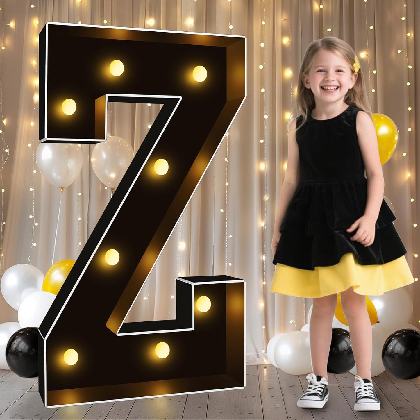 Pooqla 3FT Marquee Light Up Letters, Black LED Party Decor Large Marquee Letters 3 Feet Tall, Giant Mosaic Letter for Birthday Graduation Anniversary Wedding Decoration, Letter Z