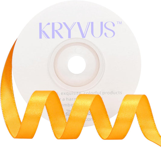 Yellow Satin Ribbon 3/8 inch X Continuous 25 Yards, Single Face Polyester Ribbon Perfect for Gift Wrapping, Flower Bouquet, Wedding Decor, Crafts, Bow Making, Sewing and More