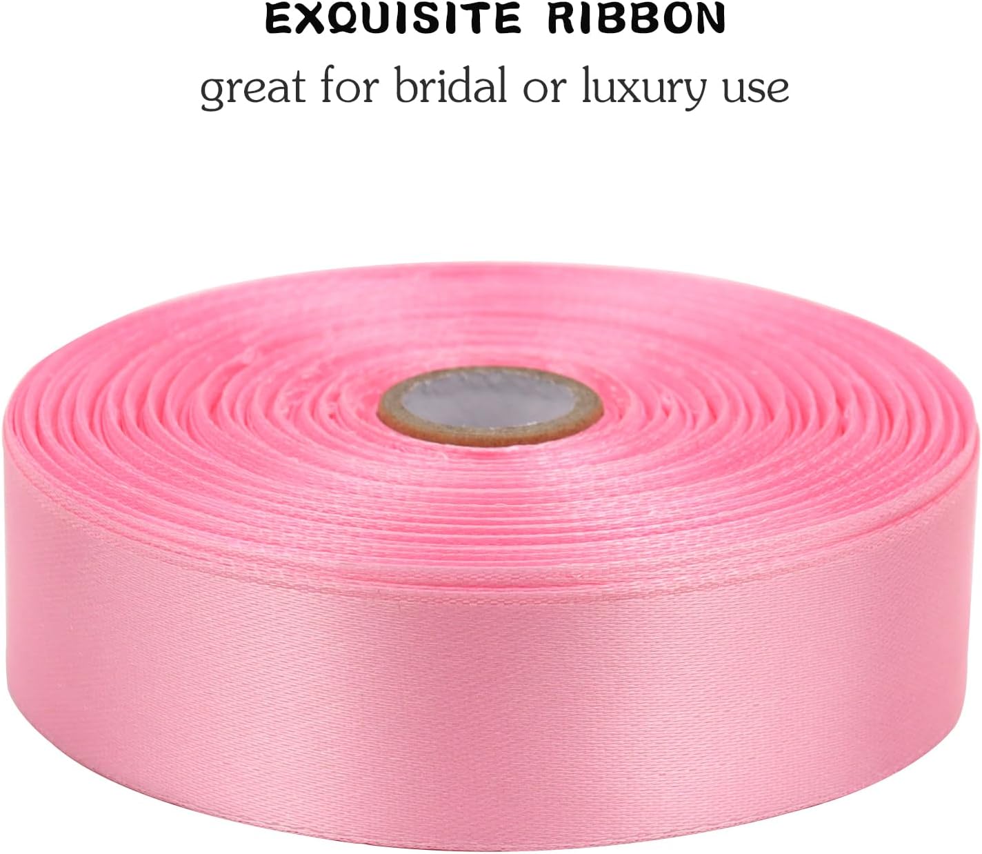 Pink Solid Satin Ribbon 1 Inch 50 Yards Solid Polyester Fabric Ribbon for Gift Wrapping Wedding Christmas Baby Shower Birthday Party Decoration Handmade Immortal Flower Craft