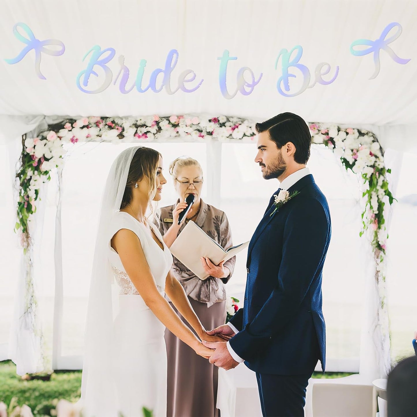 Bride to Be Banner, Iridescent Bride to Be with Bow Glitter Bachelorette Bridal Party Banner BRIDE TO BE Sign for Iridescent Bachelorette Bridal Shower Wedding Engagement Hen Party Decorations