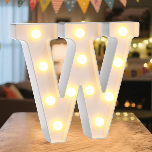 LED Marquee Light Up Letters Sign - Lighted Letters Alphabet for Birthday, Graduation, Bar Wall & Table Party Decor, Wedding Anniversary and Christmas Decorations, Letter W