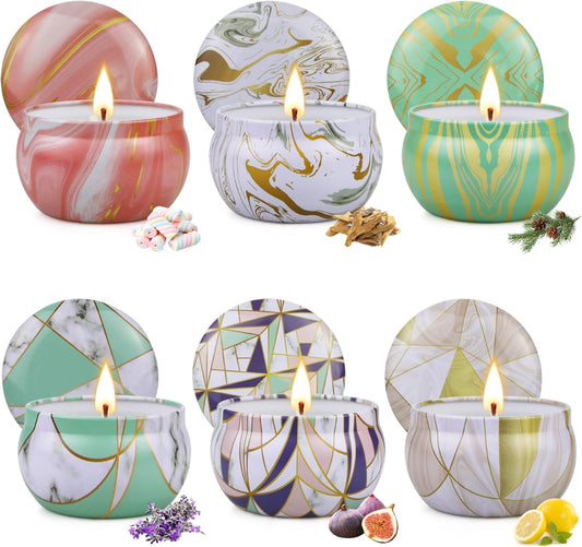 6 Pack Scented Candles Gifts Set, Aromatherapy Candles for Home Scented, Natural Soy Candles Gifts for Women, 120H Burning Time, Portable Small Jar Candle Set for Travel,Yoga, Bath, Spa