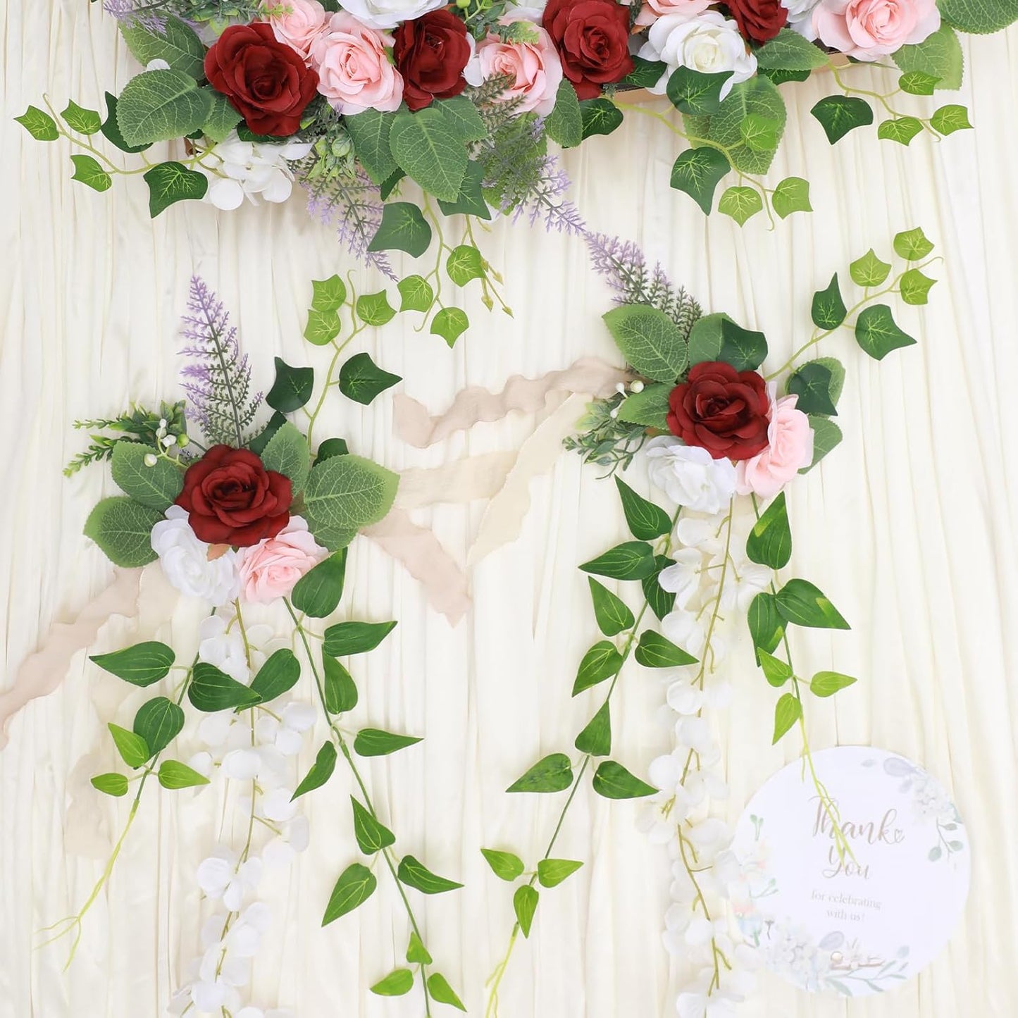 Wedding Aisle Decorations Set of 10 Chair Back Flowers Floral Pew Wedding Decorations for Ceremony with Chiffon Ribbons Fall Decor