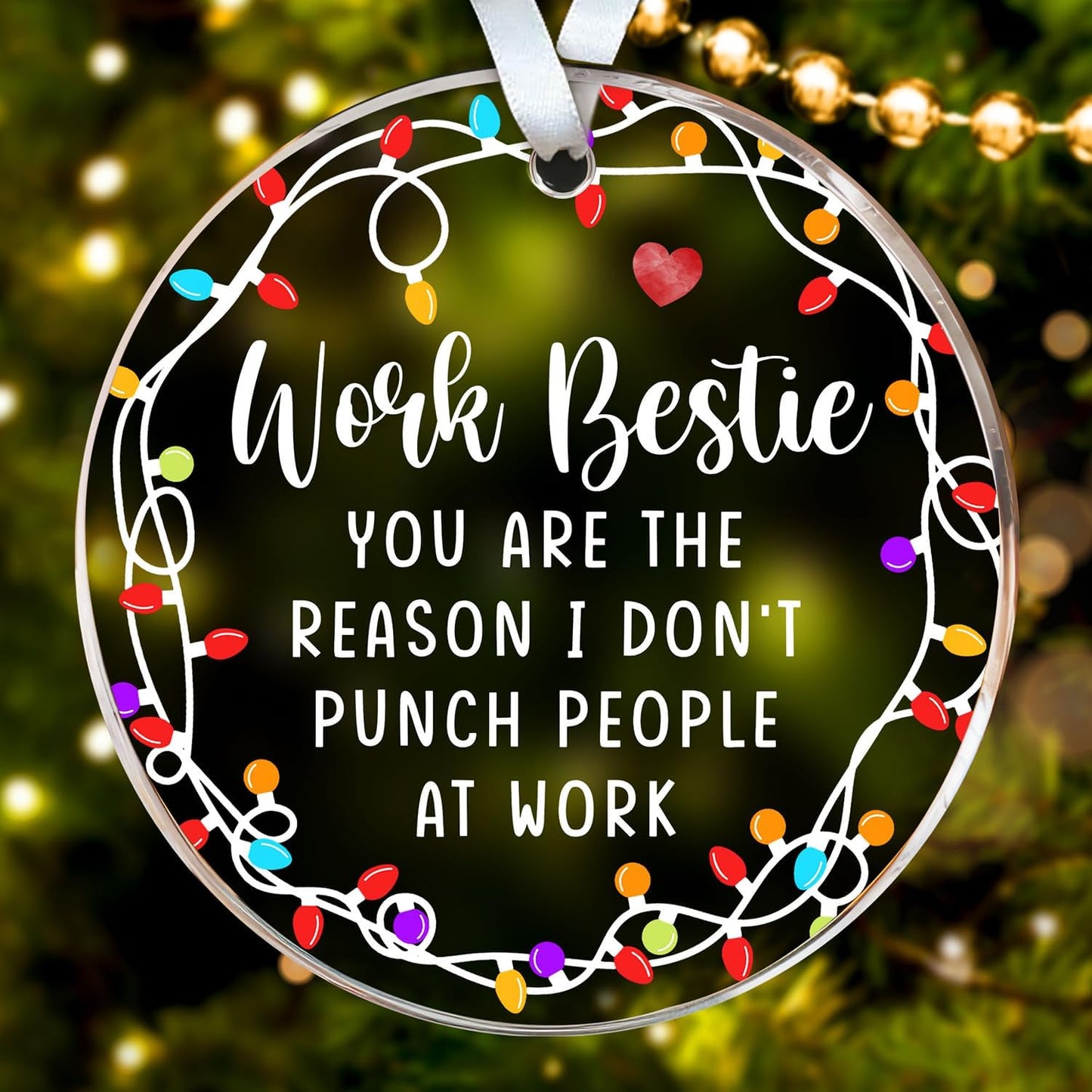 HEXMOZ Work Besties Gifts for Women, Work Friends - Coworker Ornament - Christmas Coworkers Gifts, White Elephant, Secret Santa Office Ideas for Work Friends - Acrylic Ornament 2025