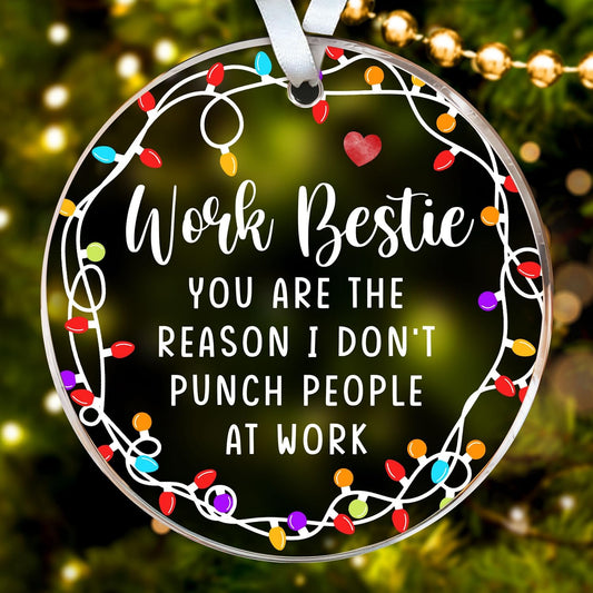 HEXMOZ Work Besties Gifts for Women, Work Friends - Coworker Ornament - Christmas Coworkers Gifts, White Elephant, Secret Santa Office Ideas for Work Friends - Acrylic Ornament 2025