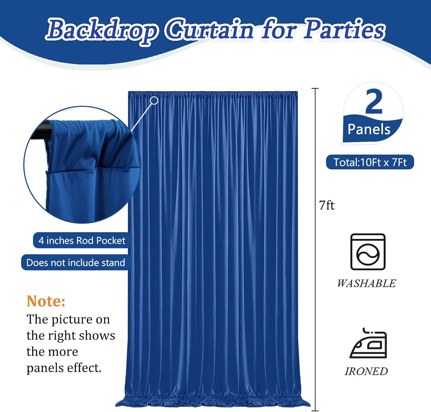 10 x 7 Feet Blue A Backdrop Curtain for Partie, Background Curtains for Photoshoot, Birthday, Wedding, Halloween, Thanksgiving, Christmas Day, New Year Party Decorations 5Ft x 7Ft, 2 Panels