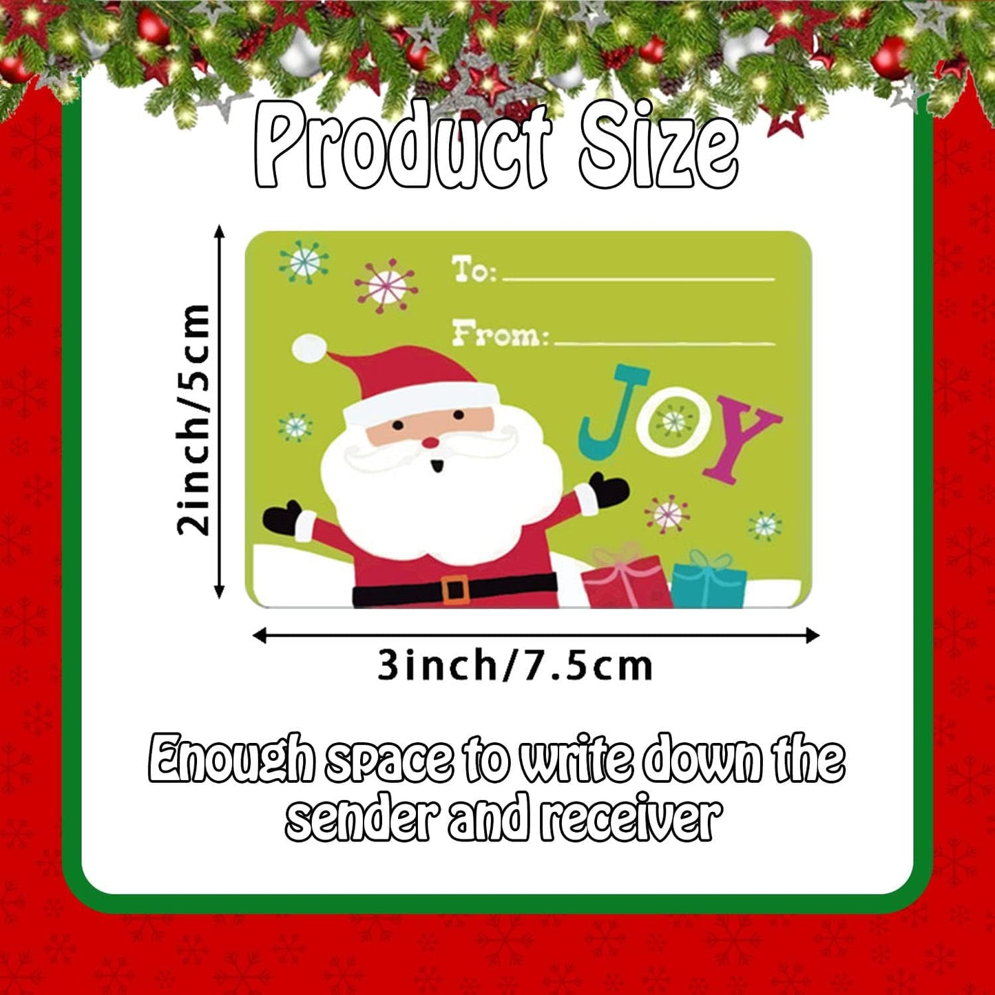 Cerlaza 250pcs Christmas Gift Tags for Holiday Presents Decoration, Santa Christmas Labels Self Adhesive Stickers, Xmas Name Tag Stickers for DIY Presents and Gifts