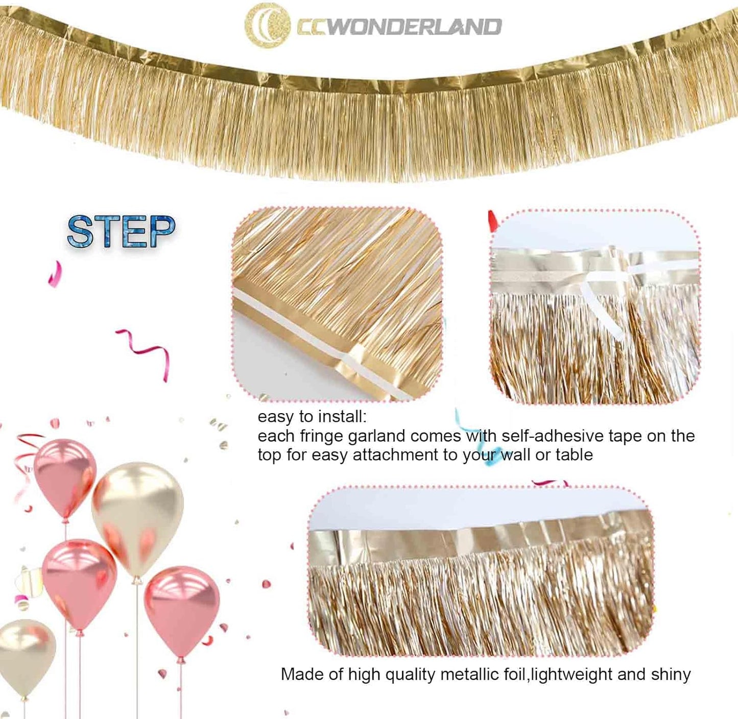 Green Foil Fringe Garland,6 Pack 10 Feet Tinsel Fringe Parade Float Decorations for Trailer, Use Wall Hanging Fringe Banner Decorations for Wedding,Christmas,Birthday Party