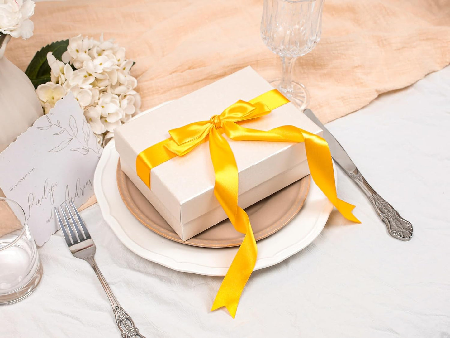 Yellow Satin Ribbon 1 inch X Continuous 100 Yards, Single Face Polyester Ribbon Perfect for Gift Wrapping, Flower Bouquet, Wedding Decor, Crafts, Bow Making, Sewing and More