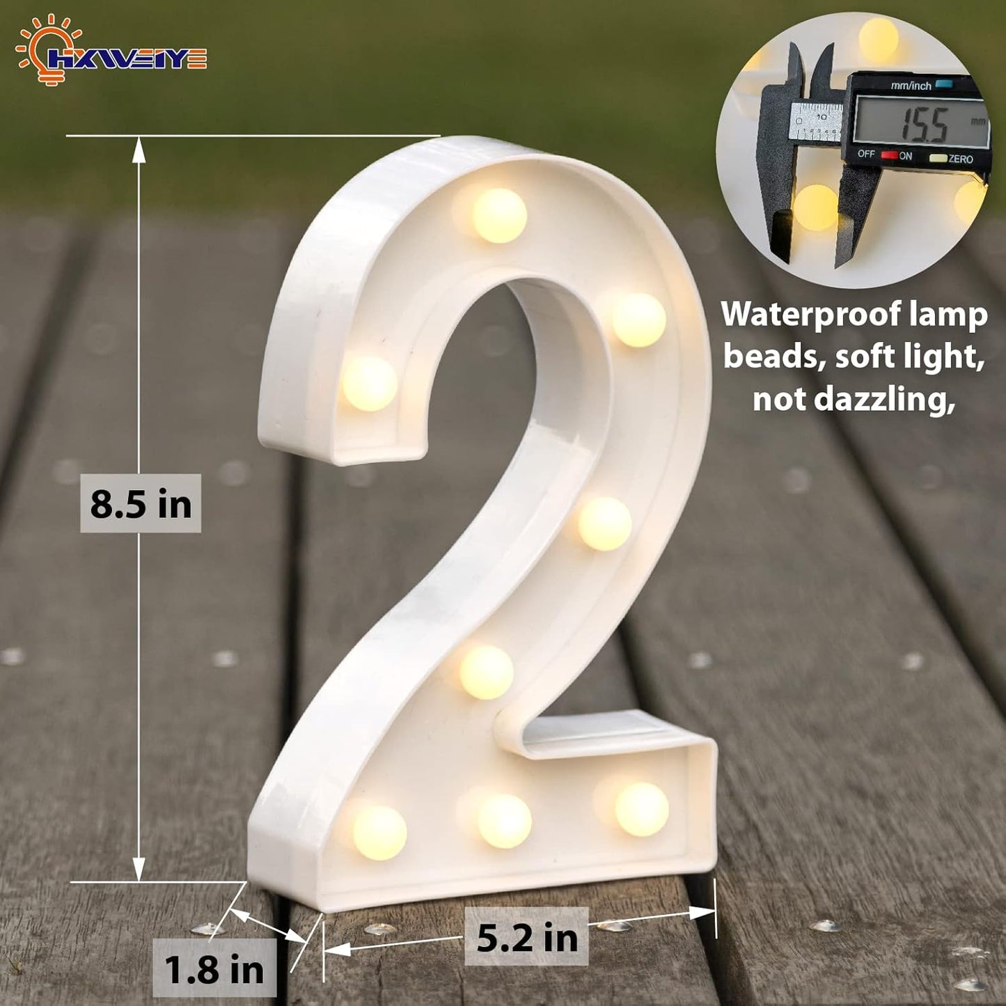 HXWEIYE Light Up Numbers-2, LED Marquee Number Lights Sign 26 Alphabet and 10 Number Big Light Led Letters for Party Birthday Bar Battery Powered Christmas Decor Letter Lights (Warm White)