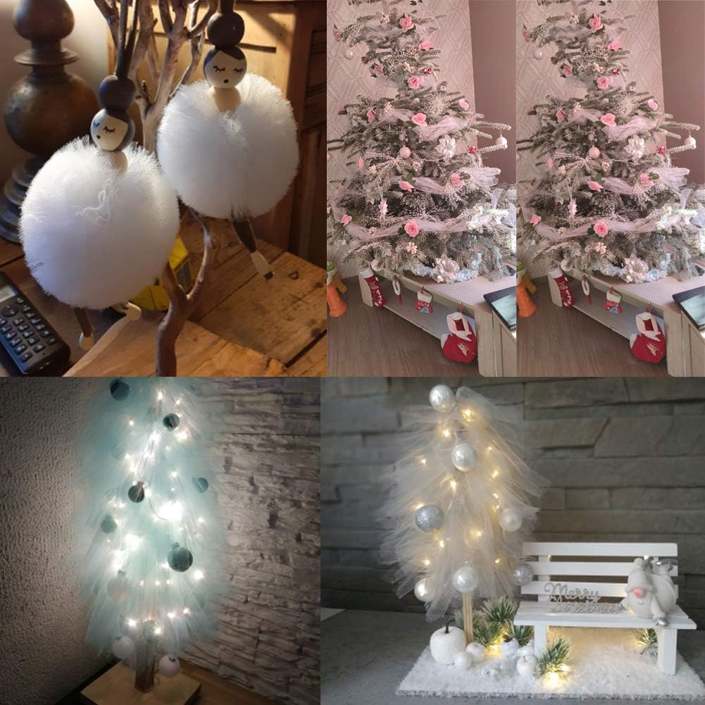 Sparkling Tulle Rolls, 15” by 30 Yards (90FT) Glitter Tulle Spool Ribbon Fabric for Wedding Birthday Bridal Shower Tutu Skirt Party Gift Wrapping (White)