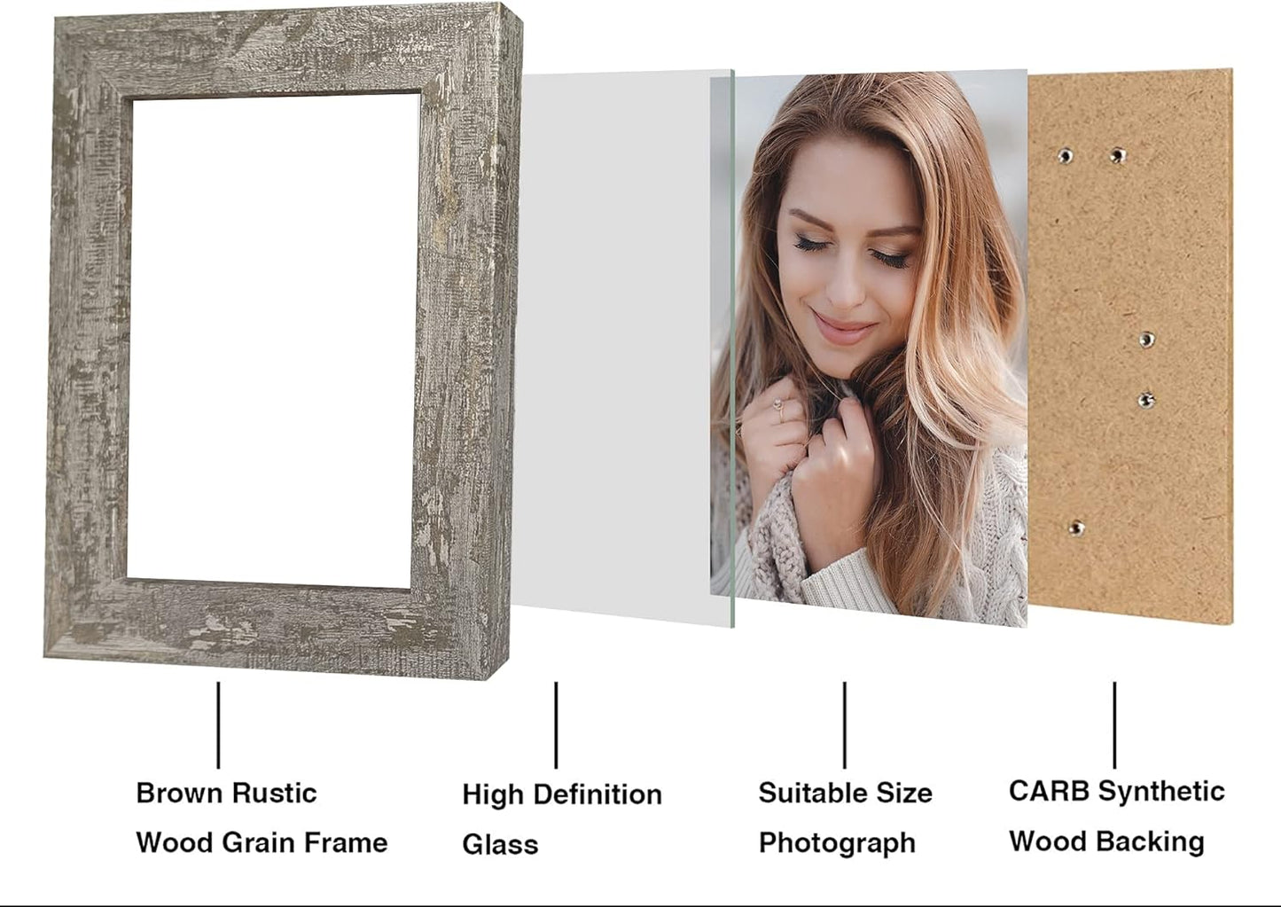 8x10 Picture Frame Set of 4, High Definition Glass Distressed Moss Green Frame, 8 x 10 Wood Photo Frames for Tabletop Display and Wall Mounting