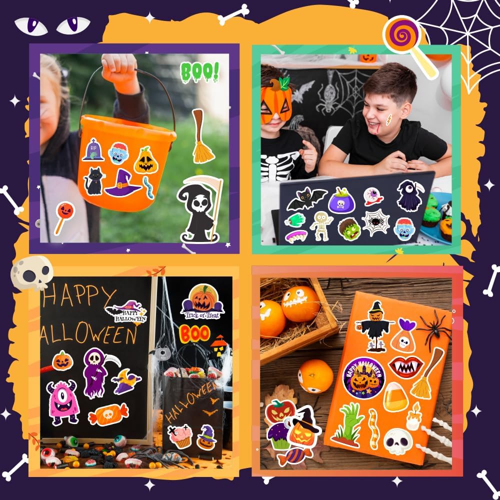 120 Pcs Halloween Stickers, Halloween Stickers for Kids, Kids Halloween Party Favors Classroom Crafts, Decorations, Gifts, Halloween Party Supplies
