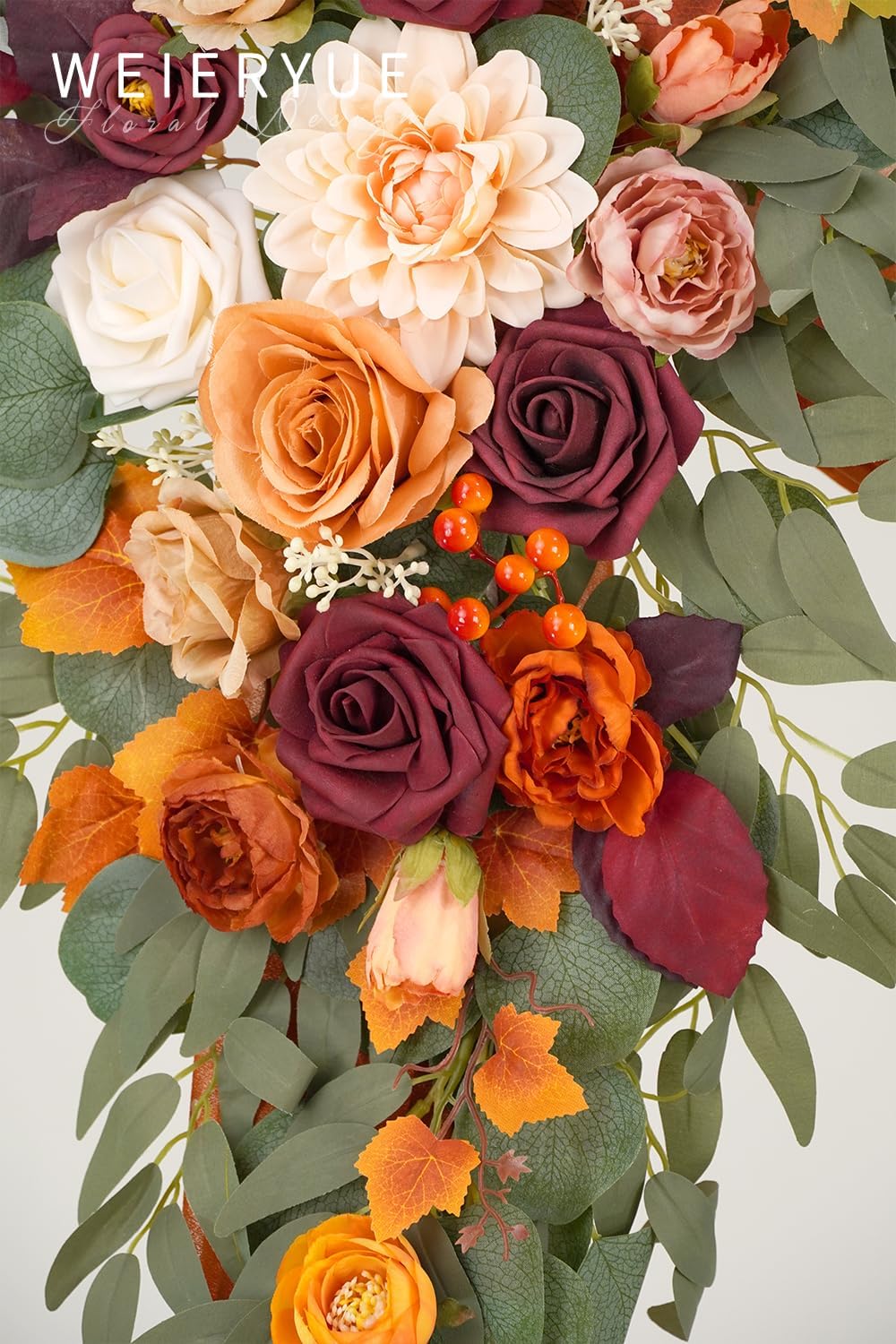 Artificial Wedding Arch Flowers Kit(Pack of 3),2Pcs Artificial Flower Arch Decor,1Pcs Sheer Drape for Wedding Ceremony Arbor for WeddingCeremony (Sunset Orange)