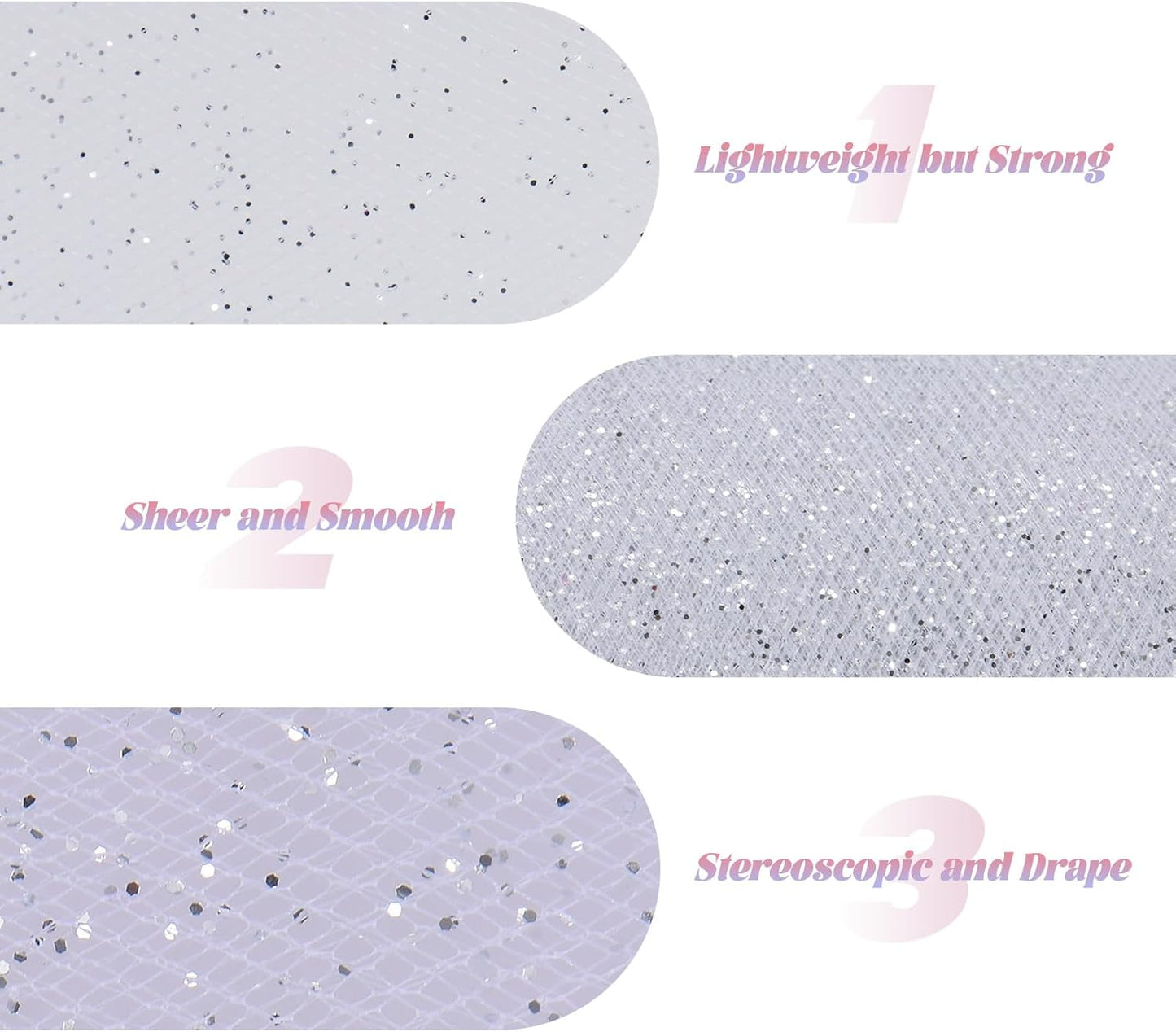 Glitter Tulle Rolls 6” by 50 Yards Sparkle Tulles Fabric Ribbon Sequin Tulle Netting Rolls for DIY Tutu Skirt Wedding Birthday Party Decoration (White/Silver-New)