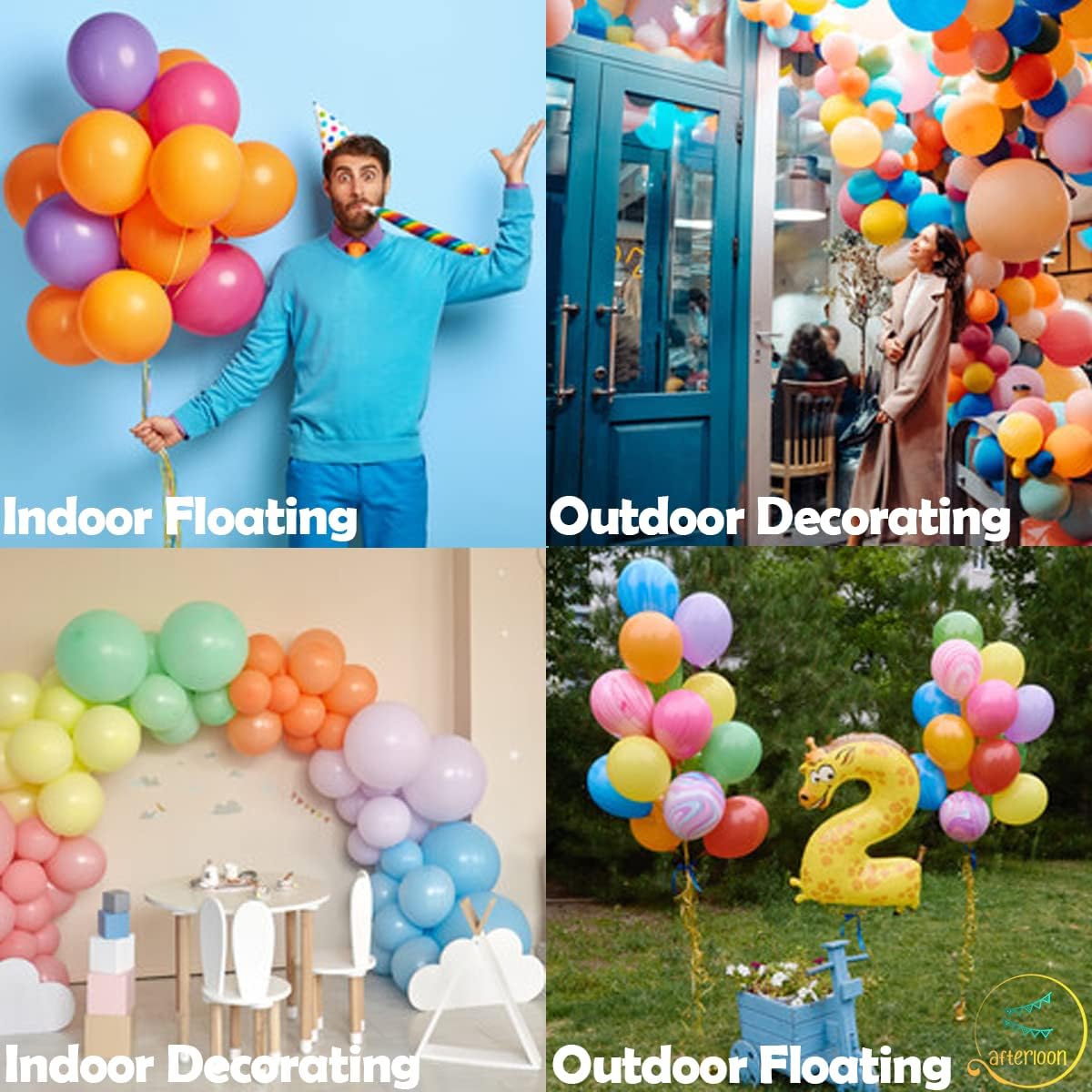 AFTERLOON® Biodegradable Balloons 50 pcs Pastel Purple 10 Inch, Matte Color Thickened Extra Strong Latex Helium Float, for Baby Shower Gender Reveal Garland Wedding Birthday Party Decorations