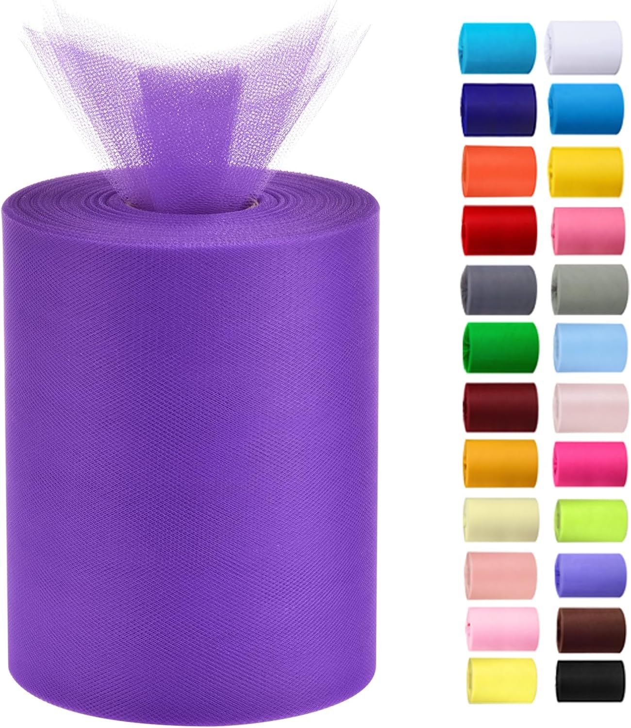 Tulle Rolls 6” by 100 Yards (300 feet) Tulle Roll Spool Fabric for DIY Tutu Skirts Wedding Baby Shower Crafts Decorations Party Supplies(Dark Purple)