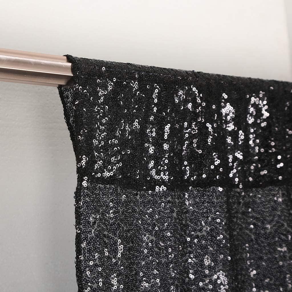 Juya Delight Black Sequin Backdrop Curtain,4PCS 2FTx8ft Glitter Backdrop Curtain for Party,Birthday,Christmas Wedding Decoration