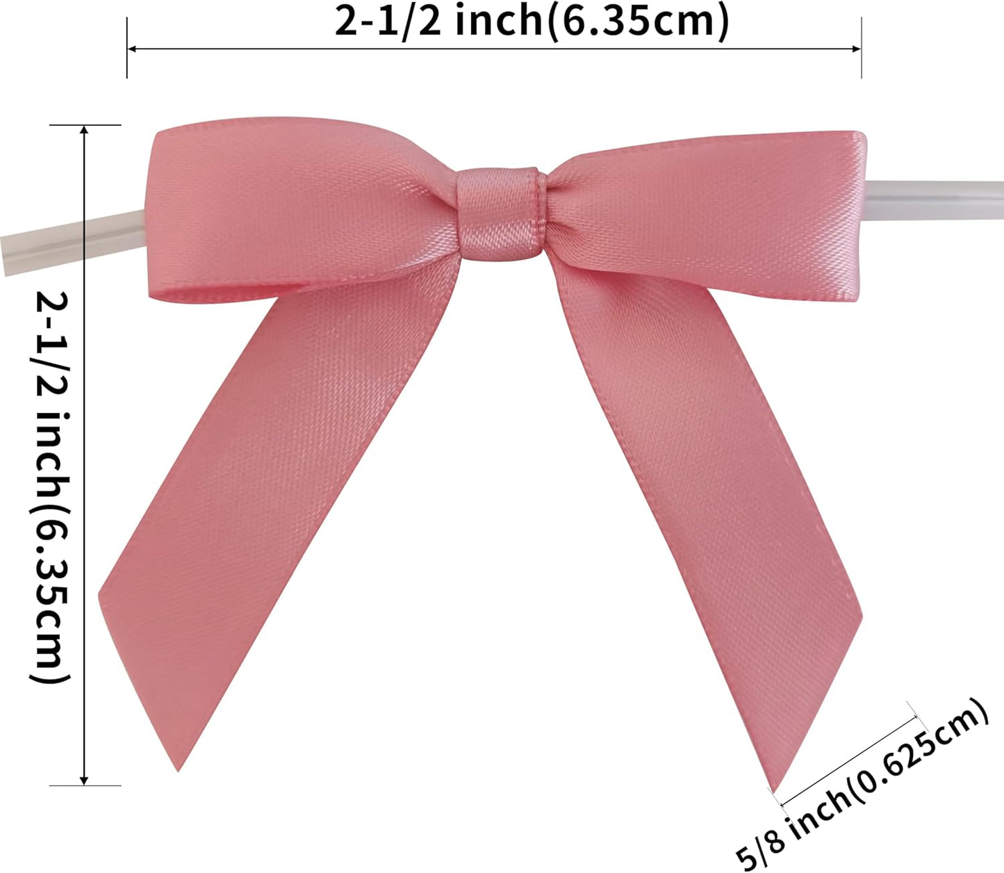 50pcs 2-1/2" Rose Gold Satin Ribbon Bows with Twist Ties Pink Satin Ribbon Bows for Candy Party Decoration Gift Packing Wrapping Accessories(2.5“,Rose Gold)