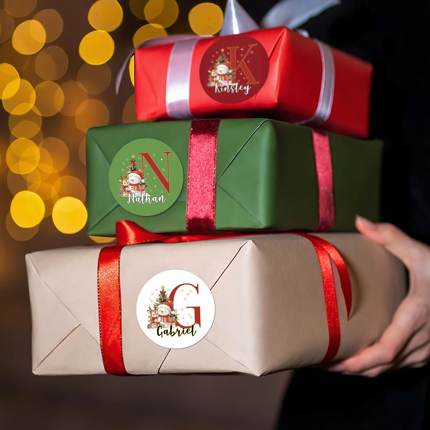 Personalized Christmas Stickers - Custom Name Waterproof Christmas Gift Tags for Gift Box Xmas Holiday Decorations Party Favors - 30 Stickers (Snowman)