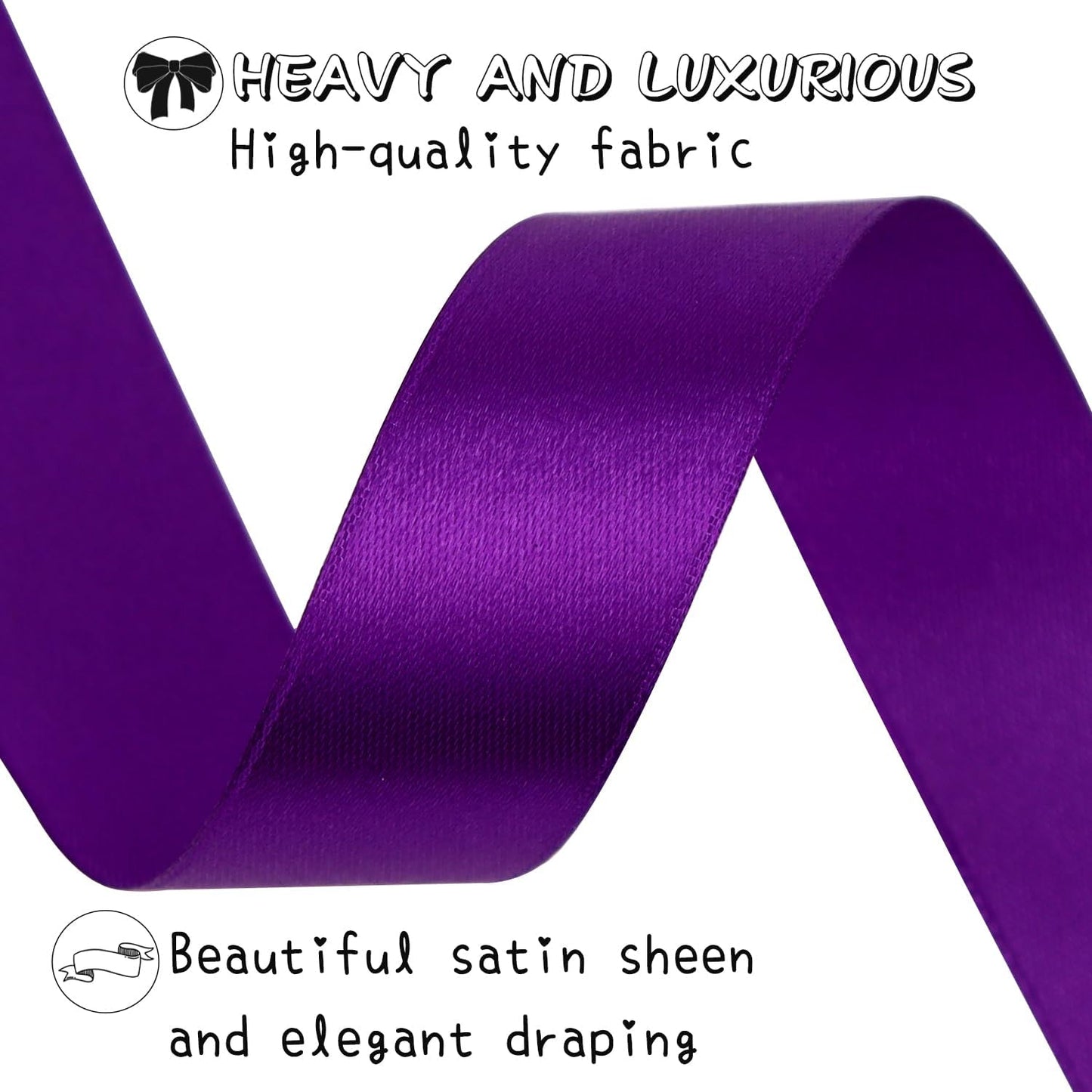 Purple Solid Satin Ribbon 1 Inch 50 Yards Solid Polyester Fabric Ribbon for Gift Wrapping Wedding Christmas Baby Shower Birthday Party Decoration Handmade Immortal Flower Craft