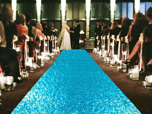 ShinyBeauty Turquoise Rug Runner Sequin Hallway Aisle Runner 4ftx20ft Turquoise Glitter Wedding Rug Runner Rustic Outdoor Rug Runner Wedding Ceremony Decorations