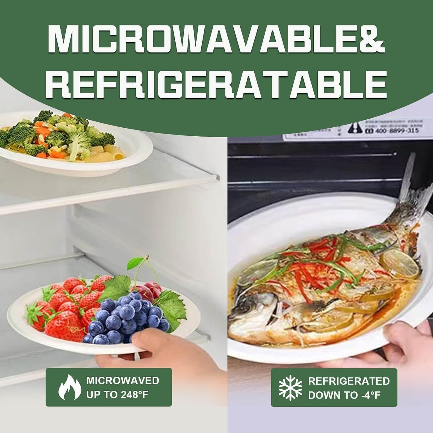 Disposable Paper Plates, 6 inch Heavy Duty Paper Plate, Soak and Cut Proof, Natural Biodegradable Bagasse Plates for Microwave, Dinner, Party, Picnic,50 Pack